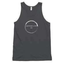 Load image into Gallery viewer, This comfortable American Apparel tank is perfect to wear alone or layer while carrying. The Defend Life, 2A print shows the world exactly where you stand. Available in black, navy, asphalt, and heather grey.
