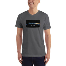 Load image into Gallery viewer, &quot;God Wins&quot; fitted tee with incredible view of the sunrise over earth&#39;s horizon. Available in black, white, royal blue, teal, and asphalt. 
