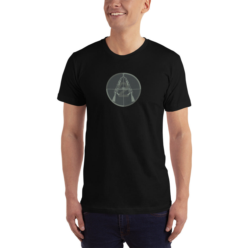 Proudly show your support for the Second Amendment with this 2A design. Crossed weapons, soft, comfortable cotton, and a great fit make this a perfect patriot tee. Available in black, white, asphalt, and forest.