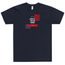 Load image into Gallery viewer, Soft cotton, fitted tee with high quality “We the People... Liberty, Justice, Honor” print is perfect for all patriots willing to “Fight For It.” Available in black, royal blue, navy, red, and slate.
