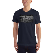 Load image into Gallery viewer, “Your Obedience Is Prolonging This Nightmare” combines with black and white herd to let the sheeple know exactly how you feel in this fitted, comfortable tee. Available in black, white, navy, asphalt, and red. 
