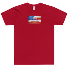 Load image into Gallery viewer, Show your patriotic pride with this soft, fitted &quot;God Bless America&quot; flag tee. Available in black, navy, red, white, and baby blue. 

