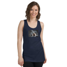 Load image into Gallery viewer, &quot;Justice&quot; soft cotton tank is ideal for layering or wearing alone.  Bullet, and eagle combine in this blended patriotic design. Available in black, heather grey, white, asphalt, and navy.
