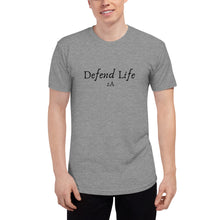 Load image into Gallery viewer, Take a stand with this &quot;Defend Life 2A&quot; track shirt. Comfortable fit with a vintage look and feel. Available in tri-black, tri-cranberry, tri-evergreen, tri-coffee, tri-oatmeal, and athletic grey.

